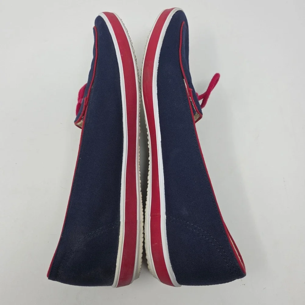 Grasshoppers Loafers Size 10M Nautical Boat Shoes Canvas Slip On Navy Blue Red